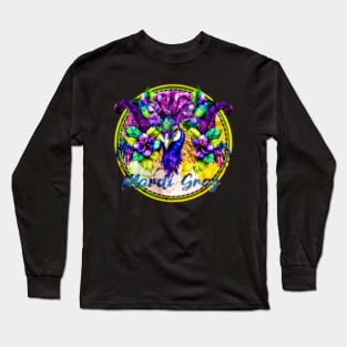 Mardi Gras 2023 Festive Peacock Design Long Sleeve T-Shirt